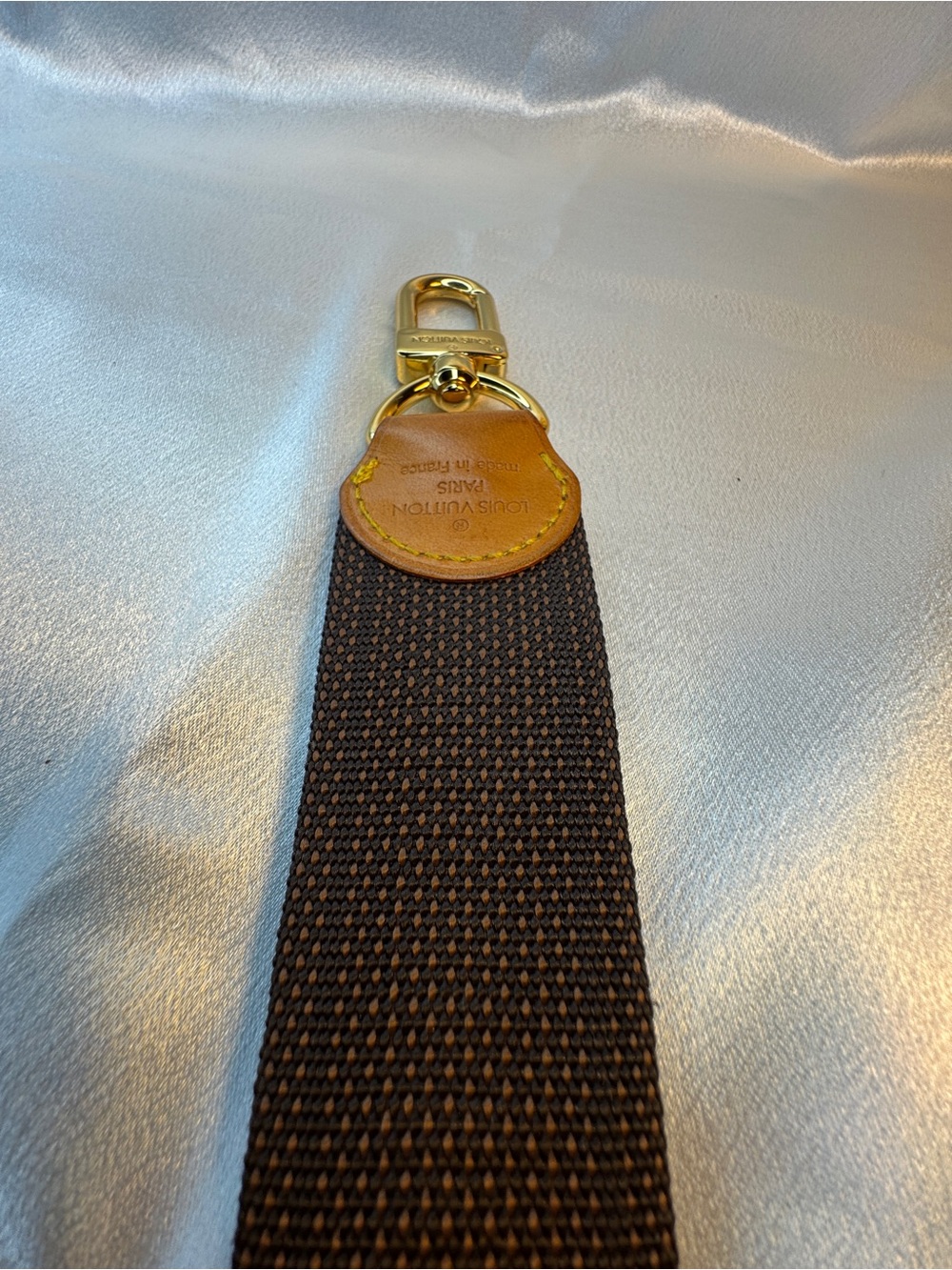 Louis Vuitton Stamped Brown Canvas Bag Strap with Tan Leather & Gold Hardware - Picture 15 of 16